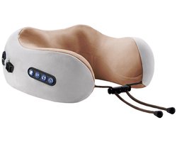 4-in-1 oplaadbare nekmassager, U-vormig kussen, multifunctionele draagbare schouder- en nekmassager, ontspannende massager voor buiten, thuis en in de auto - Bruin