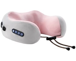 4-in-1 oplaadbare nekmassager, U-vormig kussen, multifunctionele draagbare schouder- en nekmassager, ontspanningsmassager voor buiten, thuis en in de auto - roze