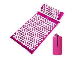 Acupressure Mat en Kussen - Spijkermat + kussen set - Acupunctuur Set - Massage & Ontspanning - 65x40 cm - Paars