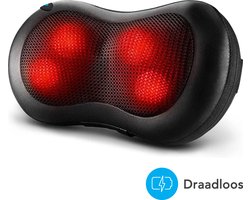 Auronic Draadloos Shiatsu Massage kussen - Elektrisch Nek en Rug Massage Apparaat - Warmte Functie - Nekmassage - Zwart