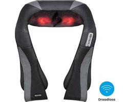 Auronic Shiatsu Massagekussen Draadloos - Elektrisch Nekmassage Apparaat - Infrarood Massage Apparaat - Nek en Schouder - Zwart/Grijs