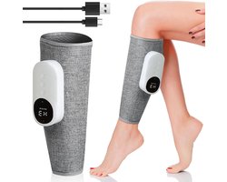 Beenmassage Apparaat - Kuitmassager met 2000mAh Accu - Draadloos - Luchtcompressie Massage - 3 Modi, 3 Intensiteiten & Timer - Verstelbaar tot 57cm Omtrek - Tegen Rusteloze Benen & Oedeem - Grijs