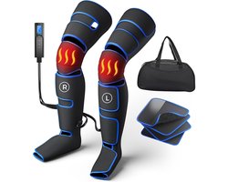 Beenmassager - Lucht Druk Been Massager - 6 Massageprogramma's & 3 Warmtestanden - Zwart en Blauwe Model - Verstelbare Druk en Intensiteit - Voor Thuisgebruik