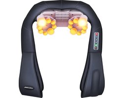 Boleen - Shiatsu Premium Massage band - Massage apparaat voor rug, schouders en nek - Massage kussen - U vorm - 4D rotatie - Met infra rood warmte - Voor thuisgebruik en in de auto
