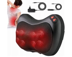 Cervicale massagekussen - Nek massagesteun - Rugmassage - Diepe acupressuurmassage met 8 niveaus - 3 instelbare niveaus - Infraroodwarmte en bescherming tegen oververhitting - Huidvriendelijk en ademend