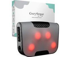 CozySense® Shiatsu Massagekussen - Elektrisch & Draadloos Massage Apparaat voor Nek en Rug - Warmtefunctie - Oplaadbaar - Ergonomisch - Zwart