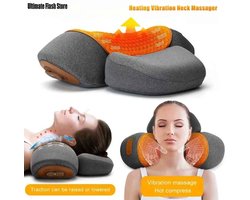 De Warenloods - Massagekussen - Nekmassage Apparaat - Warmte Kussen Nek en Schouder - Trillingen - Draadloos - Cervicale Ondersteuning - Zwart