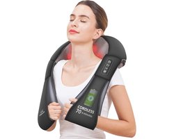 Draadloos Massageapparaat voor Nek, Rug, en Schouders met Warmte - Oplaadbaar 4D Kussenmassageapparaat