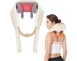 Draadloos Nek- en Rugmassageapparaat met Warmte - Shiatsu 4D Massage voor Spierontspanning en Pijnverlichting