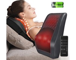 Draadloos Nekmassageapparaat met 3 Instelbare Snelheden voor Rug en Schouders - Elektrisch Shiatsu Massagekussen