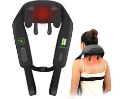Draadloze Nek en Rug Massager met Warmte, 4D Shiatsu Kneedmassage voor Nek, Schouders, Rug en Benen