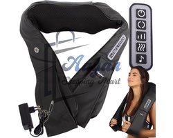 Elektrische Shiatsu nekmassage apparaat – Met Verwarming, Muziek en Autolader - Nek- en Rugmassagekussen - nekmassage apparaat draadloos - 67285