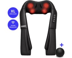 FourGoods XL Nekmassage Apparaat - 120 Min Draadloos - Incl. Massagebal - Shiatsu Massagekussen Nek & Rug