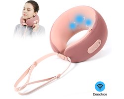 Home Vibes® Nekmassage Apparaat – Massage Reiskussen – Massage Apparaat – Memory Foam Vulling – Draadloos Gebruiken - Nekkussen - 2 Massage Standen – Poeder Roze