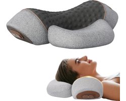 Jumalu – 3-in-1 Nekmassage Apparaat met Warmtefunctie – Elektrische Nekkussen Massager voor Nek & Rug – Massage Kussen – Ergonomisch Ontwerp – Lichtgrijs