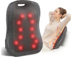 KHYR® - Shiatsu Massagekussen - Rugmassage Apparaat - Draadloos met Warmte functie - Massage kussen voor Rugmassage - Warmtekussen - Shiatsu massage Electrisch - Electrische Massage Apparaat voor rug - Model zwartgrijs 2025