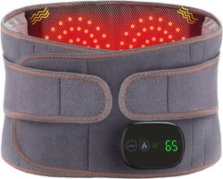 longziming -Draadloze Verwarmings- en Massageriem – 3 Verwarmings- & 3 Massagemodi – Oplaadbare Taille-, Rug- & Buikriem met Touchscreen – 5000mAh Batterij – Grijs