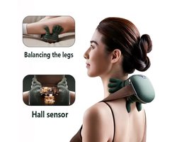 Lunekiss Bionische nek- en schoudermassager – draadloos shiatsu massagekussen met warmte – 3 standen – groen
