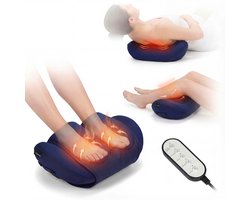 Massage Apparaat 3-in-1 met Warmtefunctie - Masseert Rug, Voeten en Kuiten - Shiatsu Massagekussen - Voetmassage, Rugmassage & Beenmassage - Donkerblauw