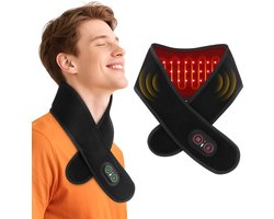 Massageband voor nek, polsen en benen met verwarming, voorzien van 36 rode LED-lampjes (golflengte 660/850 nm), 3 vibratie- en verwarmingsstanden en een 3000mAh-batterij.