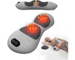 Massagekussen - Rugmassagekussen - 3-in-1 elektrisch massagekussen - Shiatsu Massage kussen - USB-aansluiting - Oplaadbaar - Lendensteun - Verwarmde vibratie - Rugmassager - Grijs