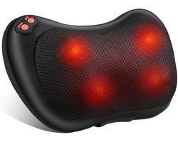 massagekussen-Shiatsu-massageapparaat- nek-- schouder- en rugmassageapparaat met roterende massagekop en verwarmingsfunctie