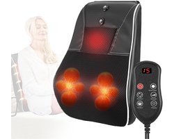 Massager - Rugmassager - met Warmte - 3-In-1 Massagehoofdsteunset - Meerdere Standen - Verlicht Nek-, Rug- en Beenspierpijn - Zwart
