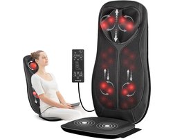 Massagestoelkussen met kneed-rol- vibratie- warmte nek schouder rugmassageapparaat- geschenken massage matras