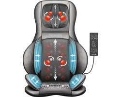 Massagestoelkussen met shiatsu- kneed- rol- vibratie- en luchtcompressiemassage - nek schouders rug heupen dijen - warmtefunctie massage matras