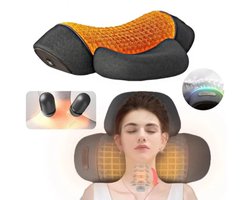 NaevaMi Massagekussen - Nekmassage - Nek Massage Apparaat - Shiatsu Massagekussen Met Warmtefunctie - Shiatsu-massageapparaat - Ergonomisch Massagekussen met Vibratie - Rug, Schouder en Nek Massage Apparaat - Grijs