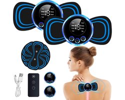 Nek massager - EMS Massage - 2-pack - Draadloze Massage Apparaat - 8 Programma's & 19 Sterkten - Afstandsbediening & 5 Electroden - Volledig Lichaam - Voor Nek, Schouders, Rug