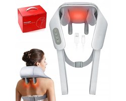 Nek Massager - Schouder Massage Apparaat - 3D Knedende Rollers - 2-Warmtestanden & 3 Intensiteiten - 2000mAh Draadloos - Opvouwbaar Design - Voor Thuis & Kantoor