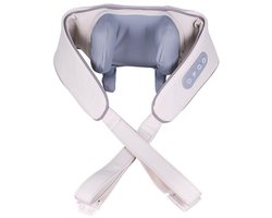 Nekmassager - 2025 Nieuwe lymfedrainage-massager met verwarmingsfunctie, draadloze acupressuur nek- en schoudermassager, diepe weefselmassage, 3 instelbare snelheidsmodi (wit)