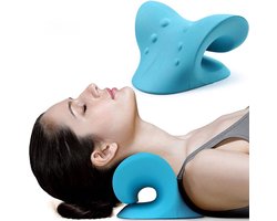 Nekstretcher – Shiatsu Massagekussen – Nekmassage Apparaat – Houdingscorrectie – Verlicht Nekpijn, Hoofdpijn & Schouderklachten – Blauw