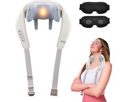 Novalance - Nekmassage - Shiatsu Massagekussen - Elektrisch Nekmassage Apparaat - Ook voor Arm Rug Schouder & Been - Infrarood + Slaapmasker