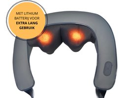 NRG Wellness - Elektrisch Massagekussen - Shiatsu - Draadloos - met Warmtefunctie - Nek en Schouder Massageapparaat - Verstelbaar