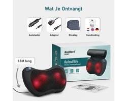 NueNext Nekmassage Apparaat met Flip Cover - Shiatsu Massagekussen Rug Nek en Schouder - Elektrische Massageapparaten met Infrarood Warmte - 1,8m Kabel
