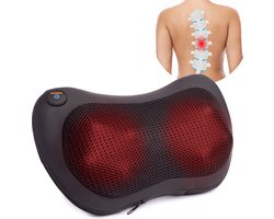 QLT Elektrisch Massageapparaat voor Rug, Nek, Schouders en Benen – Shiatsu Massagekussen met 4 Massagerollers -Vibratiemassage - Warmtefunctie - Zwart