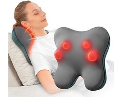 Shiatsu Massagekussen met Warmte - Diepe 3D Knedende Rug- en Nekmassage voor Spierpijnverlichting