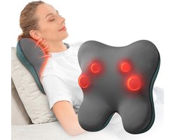 Shiatsu Massagekussen met Warmte voor Spierpijnverlichting - Ergonomisch Ontwerp voor Nek, Schouders en Rug