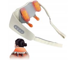 Trapezius schouder- en nekmassager - wit en grijs - 6D massagekopontwerp - met verwarmingsfunctie - voor nek, benen, armen en buik