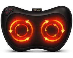 Tree Ville Shiatsu Massage Kussen - Elektrische Nekmassage en Rug Massage Apparaat - Warmte functie - Zwart