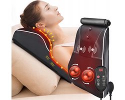 Verwarmd massagekussen - Massagekussen voor Nek en Rug - Verwarmend en Kneedmassage - 6 Zones met Rood Licht - Instelbare Intensiteit - Voor Thuis en Kantoor - Verlichting bij Pijn