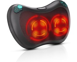 Verwarmd Shiatsu Massagekussen met 8 Knopen en 3 Snelheden - Rugmassageapparaat voor Nek, Voeten en Rug