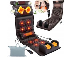 Verwarmde Massagemat voor Rug en Benen - 126 cm Lengte, 10 Massagekoppen, Aromatherapie