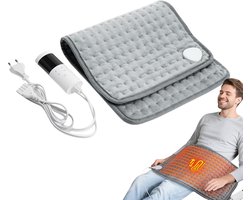 Warmtekussen - Elektrische dekens - Warmtedeken Stoel - Zacht rugverwarmingskussen - 9 temperatuurstanden - Instelbare temperatuur - Verwarmde deken - Cadeau-ideeën voor feestdagen - Verjaardagen - Vaderdag - Moederdag - 30*60 CM - Grijs