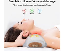 WizBay Premium Select® Nek Massage Kussen - Shiatsu Massagekussen - Nekstretcher - Nek Kussen - 3 Standen Vibratie Low Medium High - Inclusief Warmte Massage - Cervical Spine Ontlasting - Super Soft Rebound - USB kabel Aansluiting - Kleur Licht Grijs