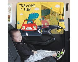 Zonwerend Gordijn voor Auto Zijruiten - Dubbellaagse Parasol met Magnetische Bevestiging (Geel)