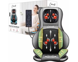 CALMENTA® Massage Stoel Shiatsu - Rugmassage en Nekmassage apparaat - Inclusief Opbergtas - Massagekussen - Compressiemassage – Elektrisch Warmtefunctie - Vibratie - Rugpijn en Nekpijn - Massagemat