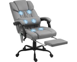 Ergonomische Massagebureaustoel met Voetensteun, Verstelbare Rugleuning en Afstandsbediening - Grijs